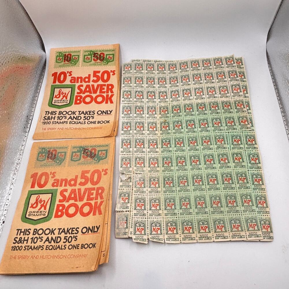 Lot of VTG S & H Green Stamps 2 Quick Saver Books Ephemera Junk Journal Crafts